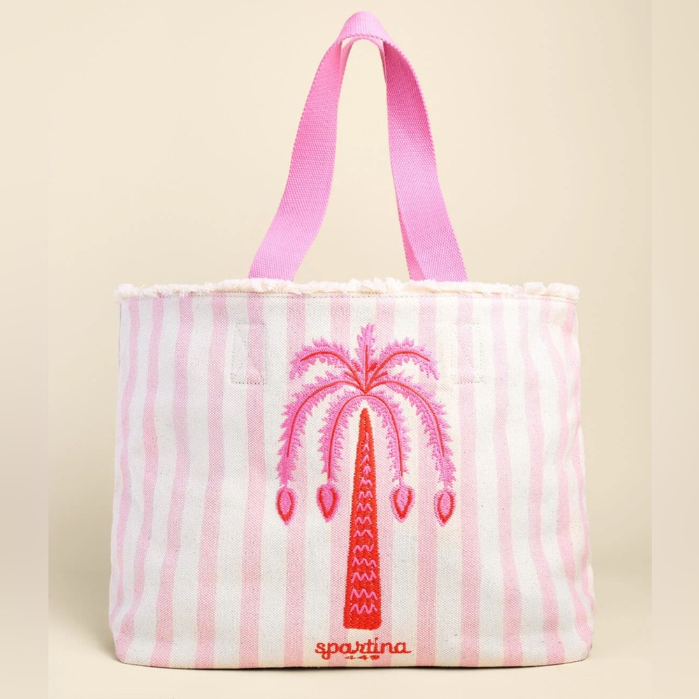 Spartina 449 Pink and Cream Beach Tote